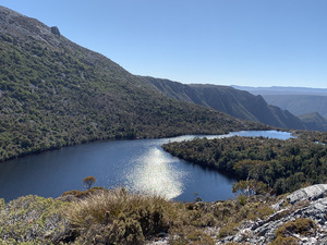 View from Dove Lake out into the low-lands